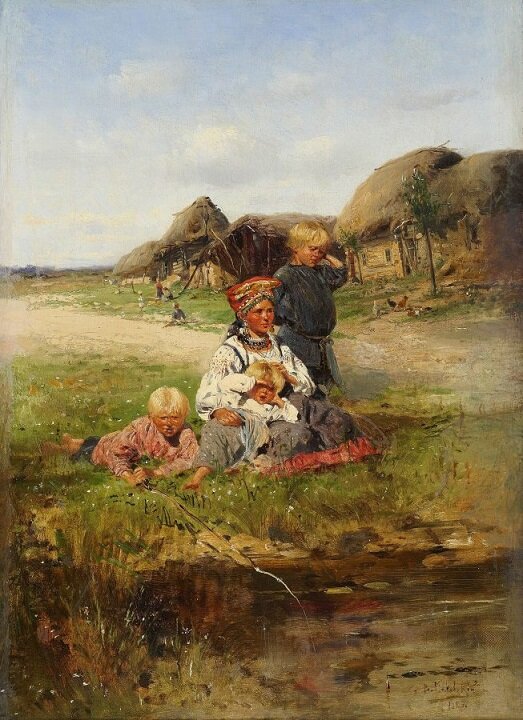 «Крестьянка с детьми» (В. Е. Маковский, 1883 год, Екатеринбургский музей изобразительных искусств).