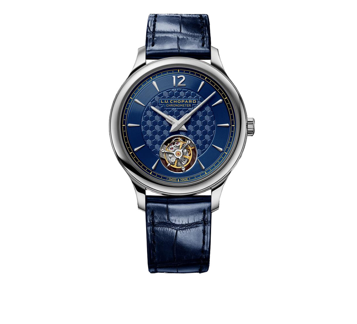 Часы Chopard Elegance L.U.C Flying Twin в 40 мм корпусе из белого золота с турбийоном и рисунком гильоше на циферблате. Ограниченная серия: 50 шт