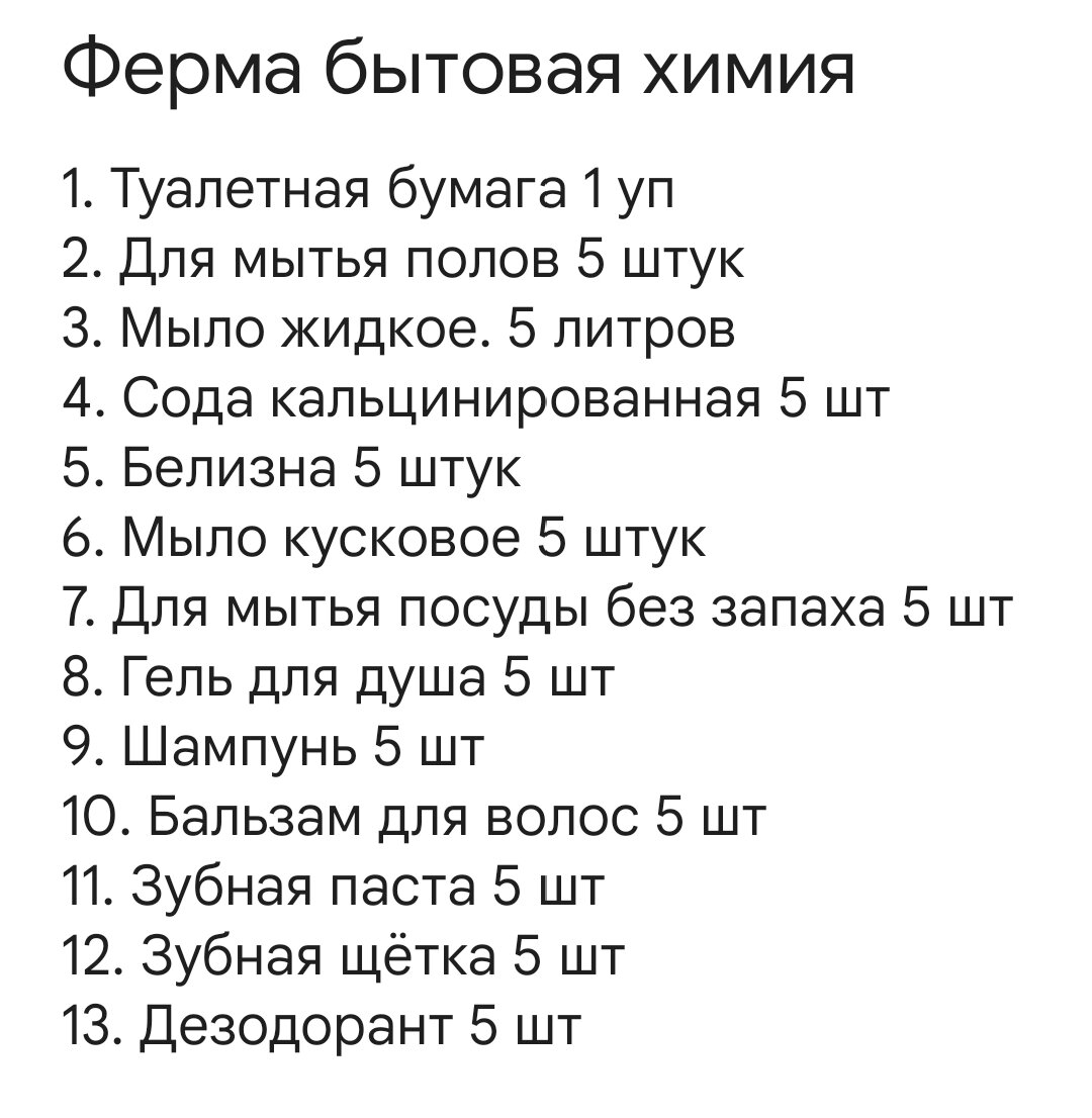 Список в телефоне