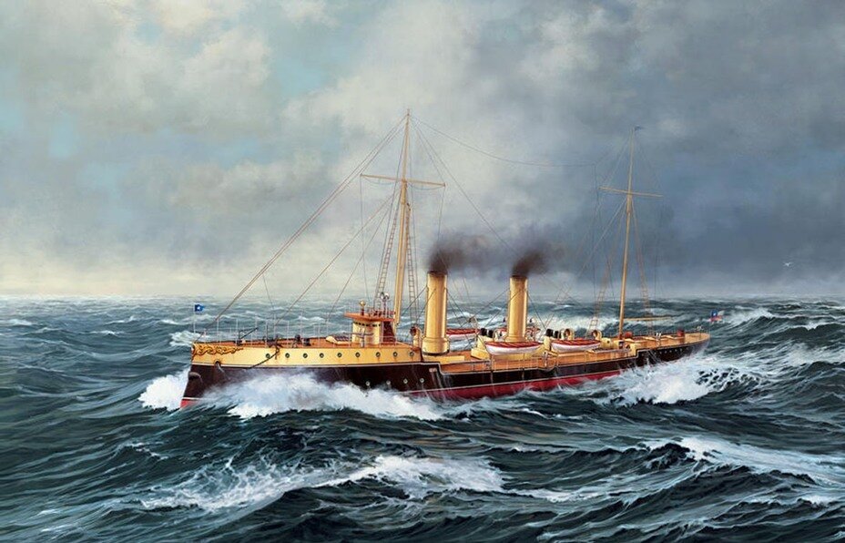 Минный крейсер «Альмиранте Линч». Художник — Эдгардо Контрерас де ла Крус