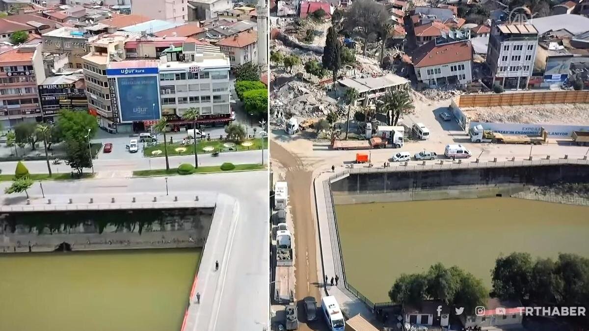    Хатай до и после землетрясения:TRT Haber