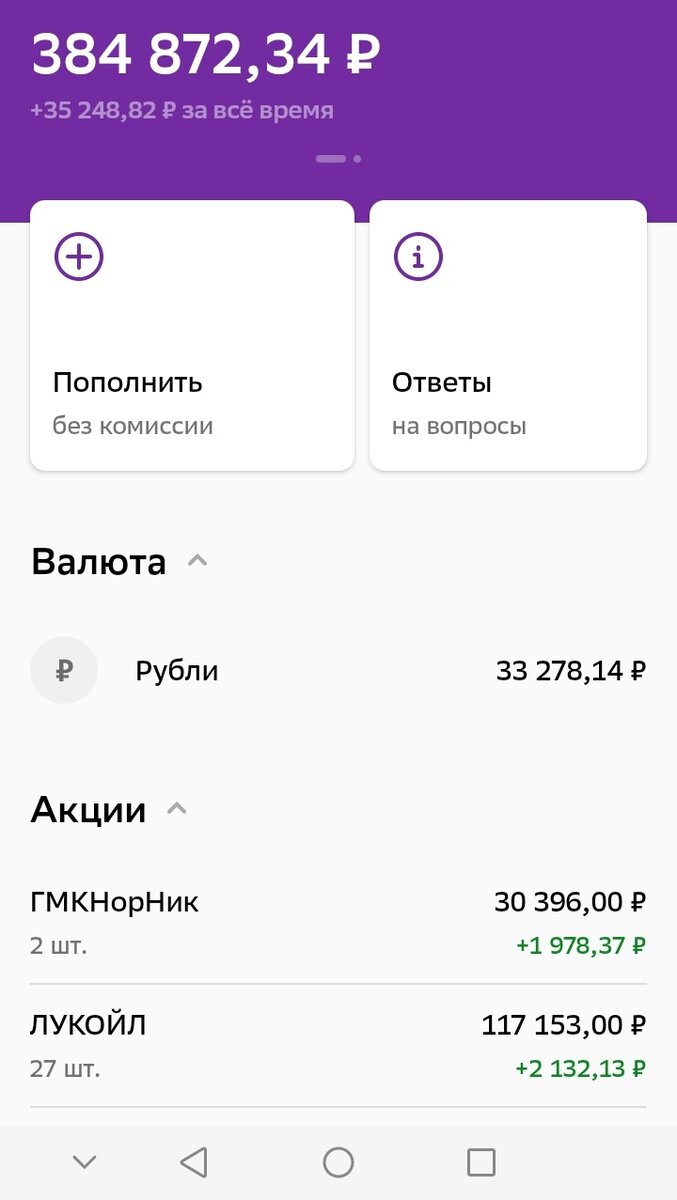 Скрин моего портфеля в сбер