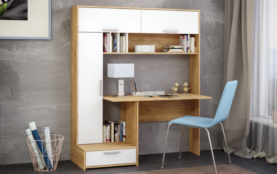 Стол письменный Лайт 03.243 Дуб золотой крафт/белый премиум