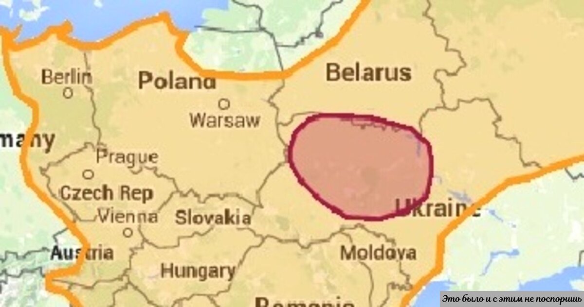 Карта ареала распространения памятников культуры Прага-Корчак. Взято с сайта http://www.proto-slavic.ru/slavic-cradle/index.html 