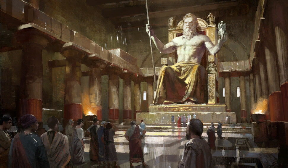 Статуя Зевса в Олимпии - одно из Семи чудес света, уменьшенную копию  которой можно увидеть и в наши дни у нас в России | География 2.0 | Дзен