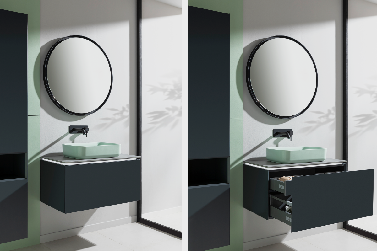 Пример интерьера "игра на контрасте". Темная мебель на фоне светлых стен. Комплект мебели  Infinity от бренда Allen Brau. 