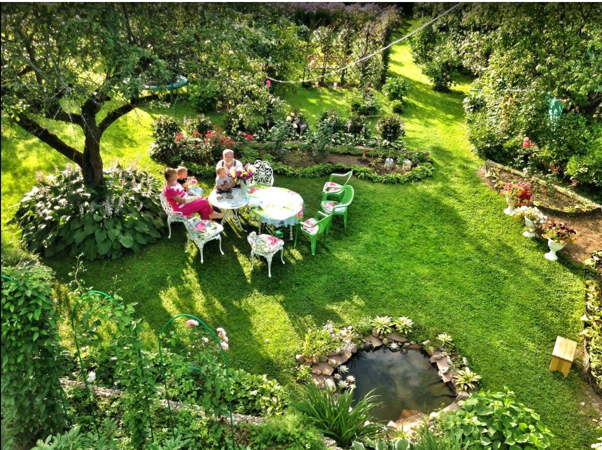 Вид из окна нового дома, старый в дальнем левом углу даже не видно.