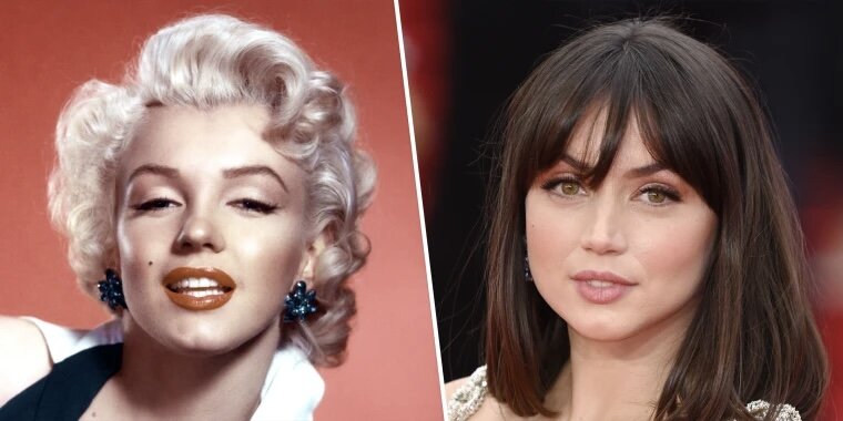 Слева направо: Мэрилин Монро и актриса, которая играет её в фильме - 