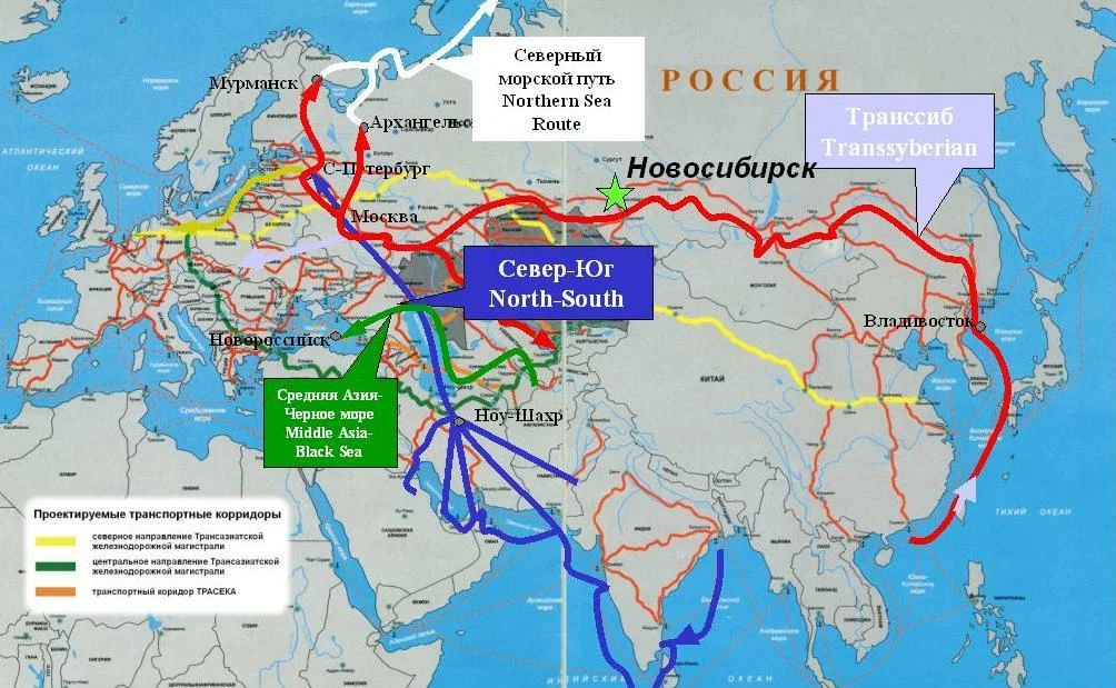 Новый шелковый путь Китая маршрут на карте. Международный транспортный коридор (МТК) "Восток – Запад".