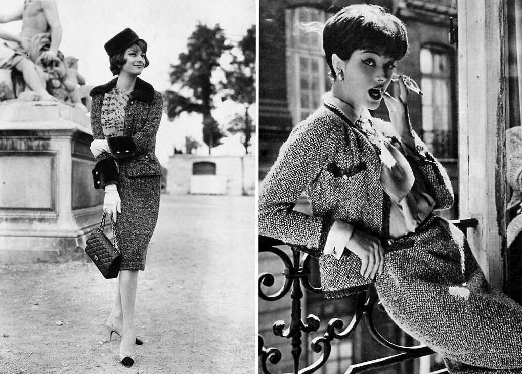 Модели в твидовых костюмах 