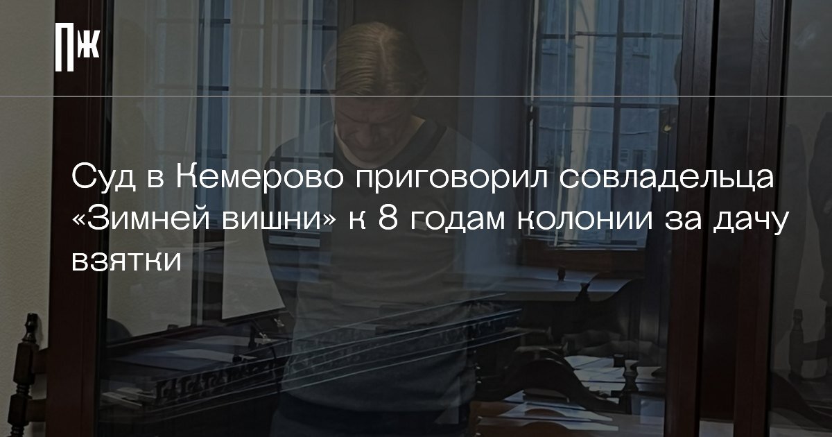    Суд в Кемерово приговорил совладельца «Зимней вишни» к 8 годам колонии за дачу взятки