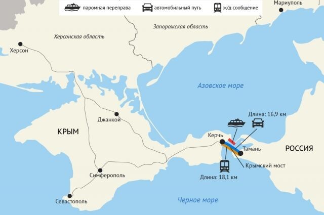    Транспортное сообщение с Крымом. Карта