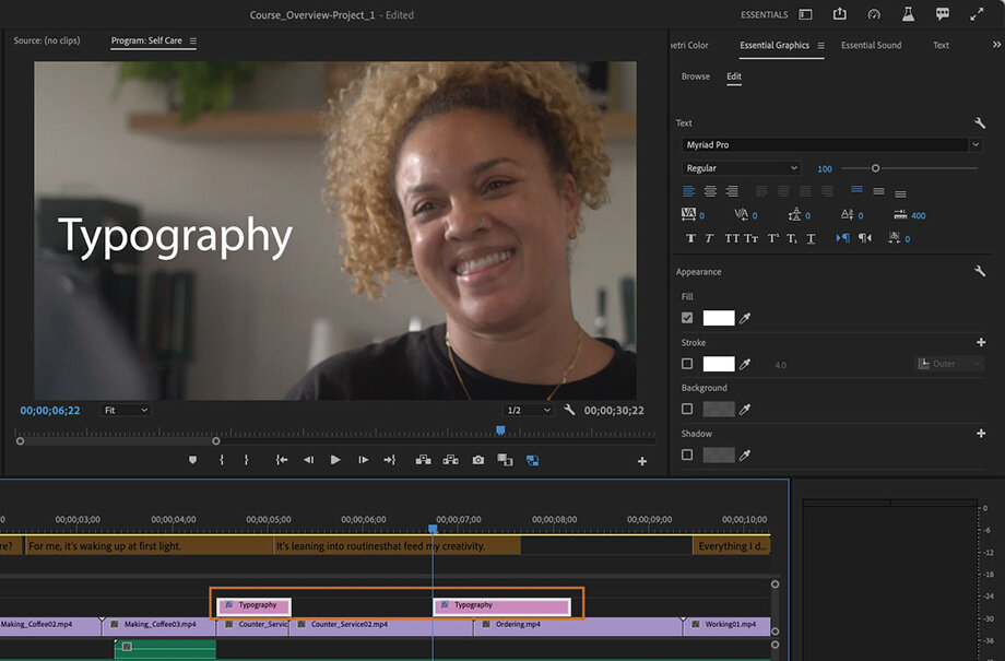 Adobe Premiere Pro 23.0 – работа с текстом