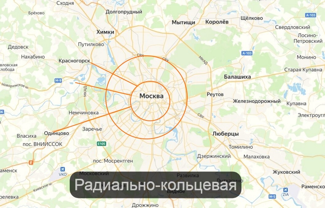 Радиально-кольцевая транспортная планировка города