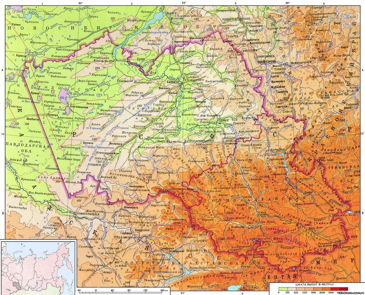 Карта республики алтай подробная со всеми городами и селами