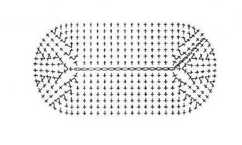Овальное дно крючком схема