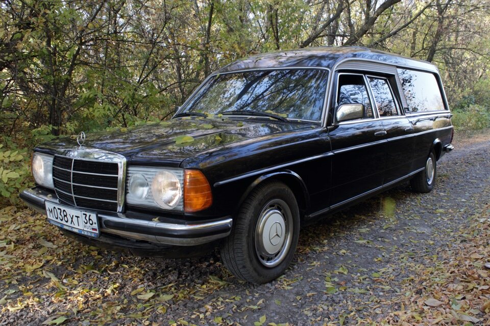 Mercedes-Benz W123 в осеннем лесу (и да, в «Бригаде» был другой катафалк)