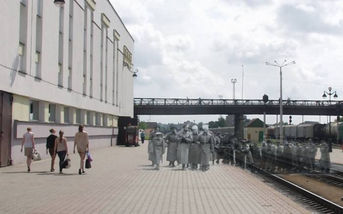 Приезд императора Николая II на витебский вокзал. Фотопроекция Виктора Борисенкова