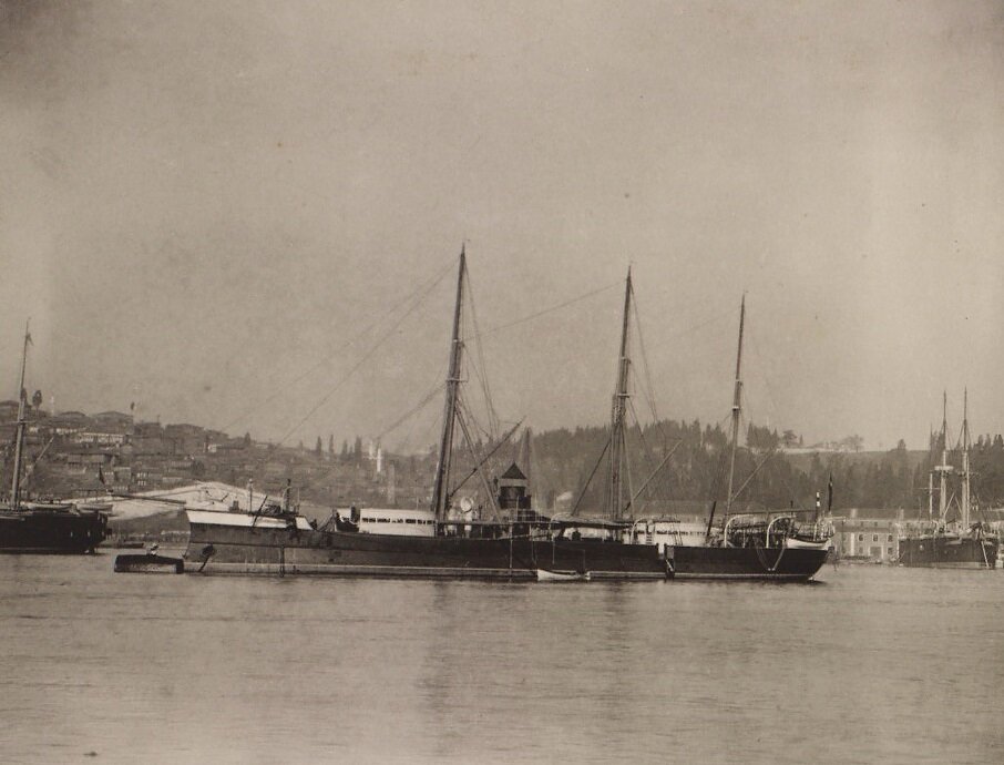 Fig. 1. 1890 Ottoman Navy Lüft-ü Celil-class ironclads «Hifz-ur Rahman», 2540 t., 2000 hp., 12 kn., 2x229 mm., 2x178 mm., belt armor 140 mm, no deck armor.