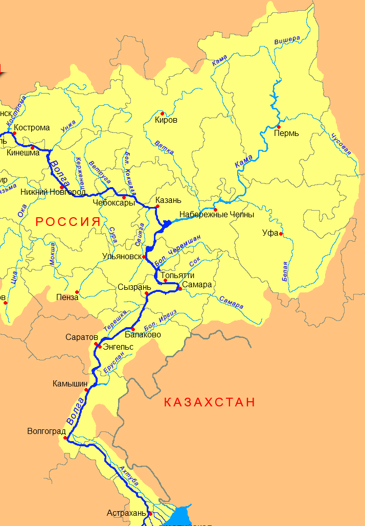 Карта россии кама река