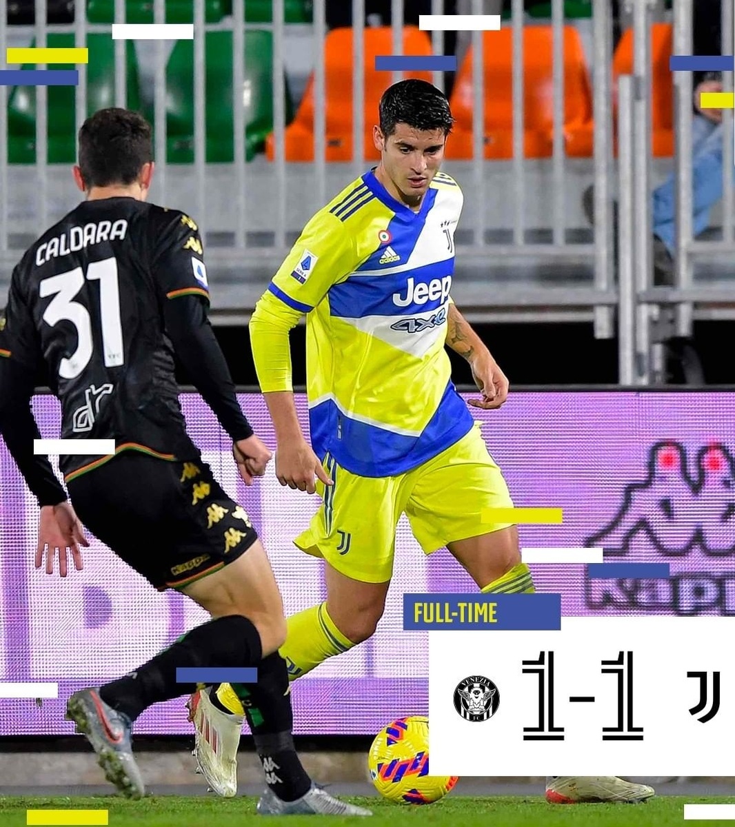 《Ювентус》 сыграл вничью с 《Венецией》 в матче 17-го тура итальянской Серии А. Встреча прошла в Венеции на стадионе 《Пьерлуиджи Пенцо》 и завершилась со счётом 1:1.


