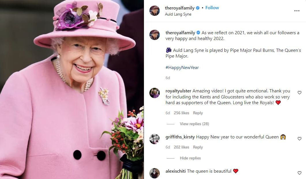 Королева Елизавета. Фото: скриншот Instagram