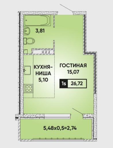Студия в мкр. Достояние - ключи уже в июле