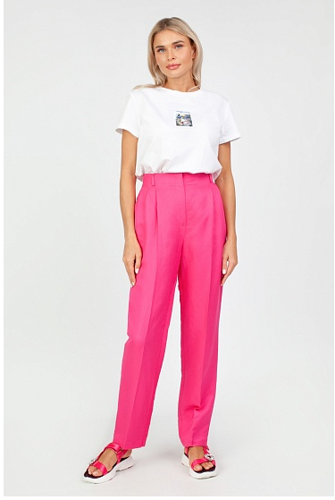 Брюки классического силуэта. Лен 55%, район 45%. 6440 рублей