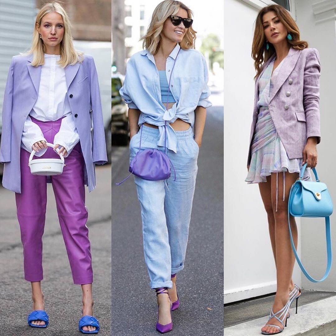 Сочетание голубого и розового в одежде