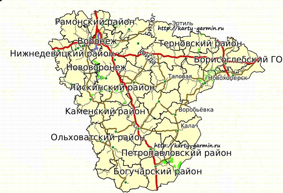 Посёлок Таловая на карте Воронежской области. Источник: rahok.cexavok.spb.ru