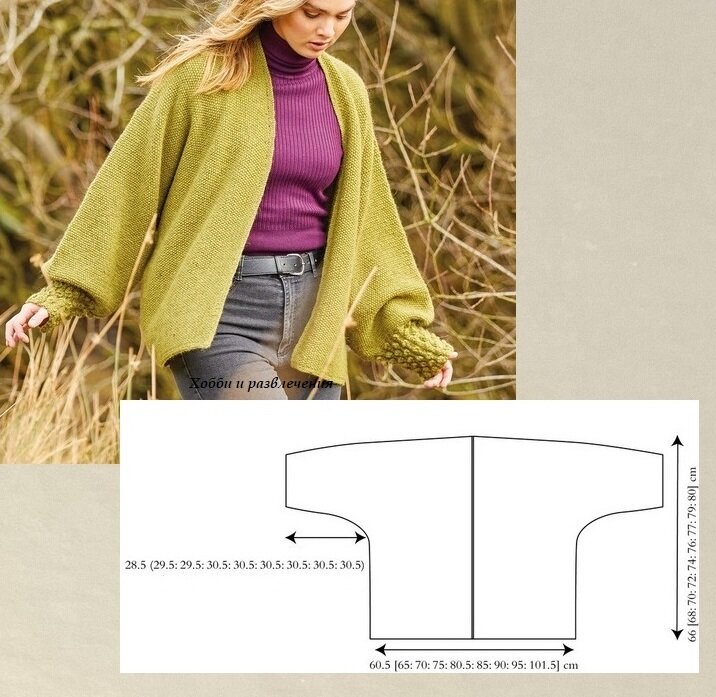 Кардиган с фактурными манжетами. Фото источник: интернет-журнал Rowan.