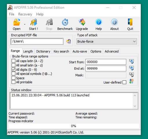 Advanced PDF Password Recovery