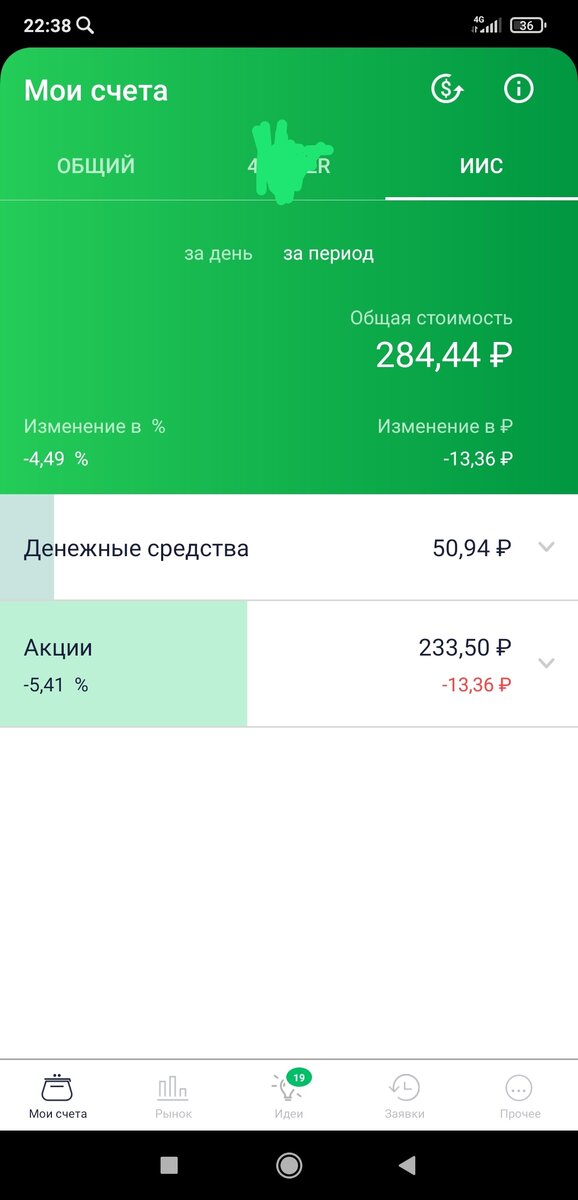 Состояние счетов на данный момент.