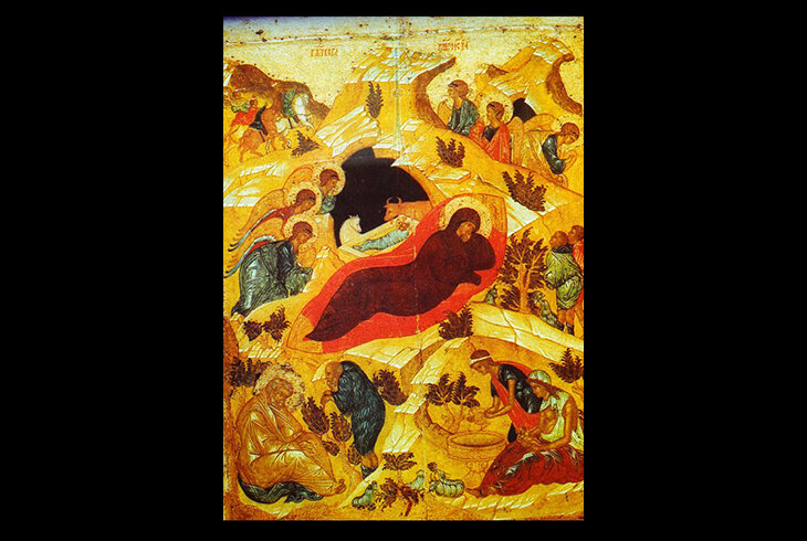 Рождество Христово. XV в. Автор Андрей Рублев
Икона из праздничного ряда иконостаса Благовещенского собора. 