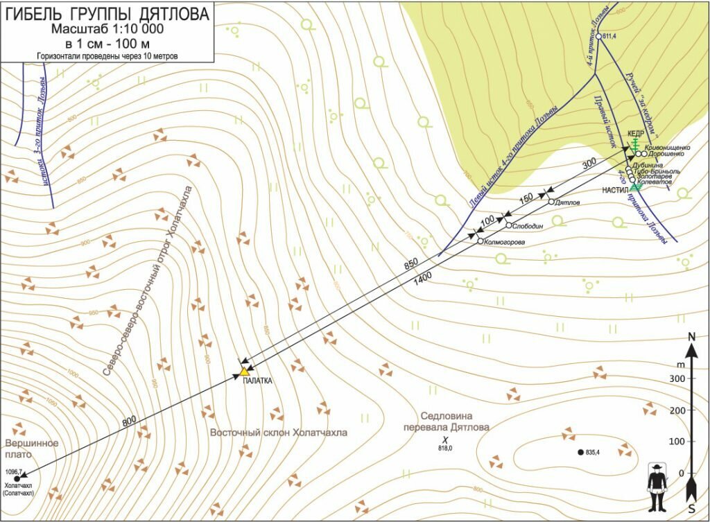 Топографическая карта перевал дятлова