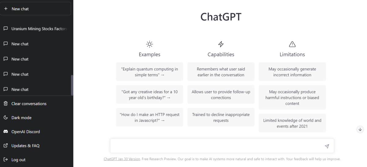 Интерфейс ChatGPT | OpenAI