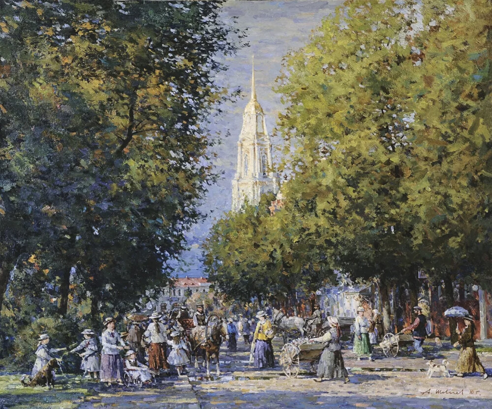 Александр Шевелёв "На Казанской в Рыбинске". Источник: https://artchive.ru/artists/66484~Aleksandr_Viktorovich_Shevelev/works/p:18