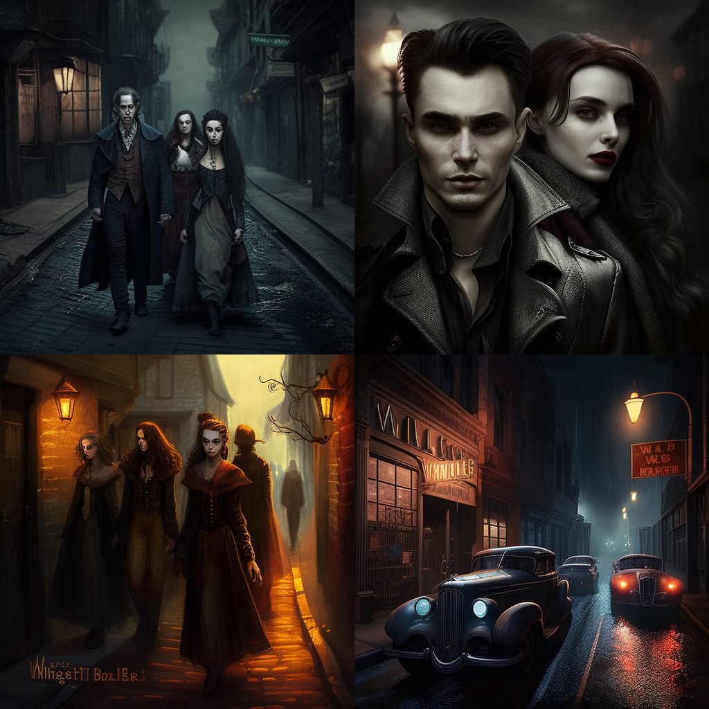 сгенерировано нейросетью midjourney на запрос " middle lane vampires"