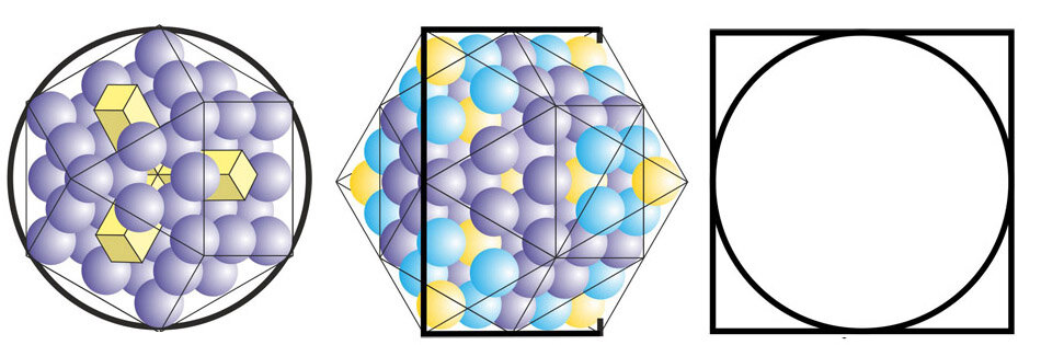 Кубооктаэдр с шарами силы,  Октаэдр с шарами силы.   Символ соединения двух в одном  