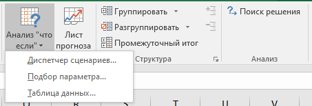 Проведение сценарного анализа через Анализ "что-если"