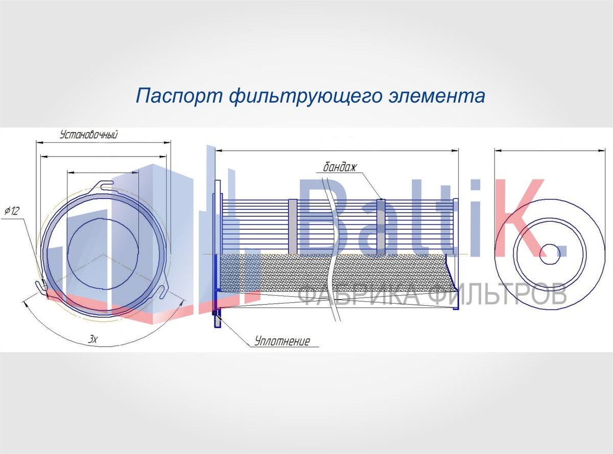 Фрагмент Паспорта фильтрующего картриджа Фабрики фильтров "BaltiK."