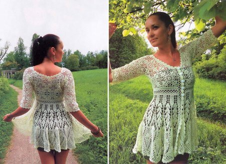 Пляжный кружевной халатик крючком.