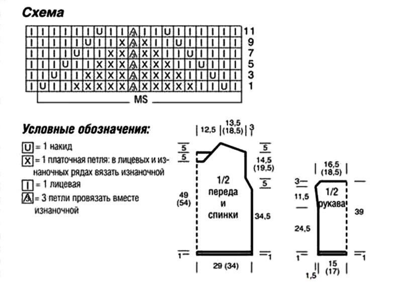 Схема вязания свитера крючком оверсайз