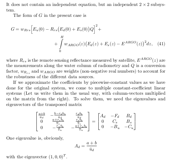 Собственно, математика. То, что формулы нумеруются автоматически и потом на них можно ссылаться — и говорить не стоит. Матрицы немного громоздко выписываются, но зато красиво получаются!