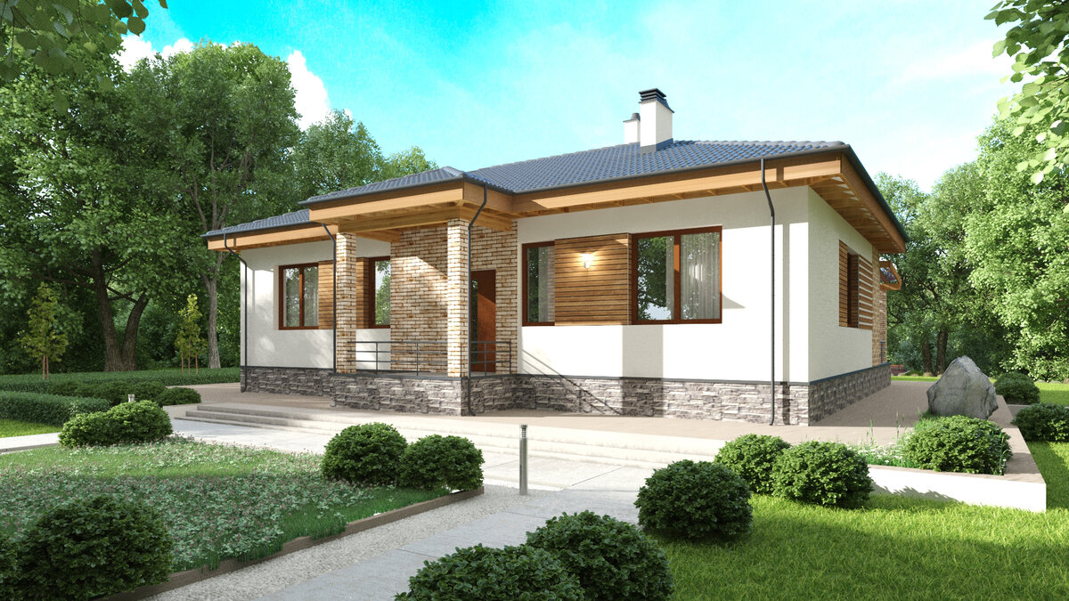 САКУРА - Проект недорогого дома из газобетона 9 х 10 с террасой и лоджиями