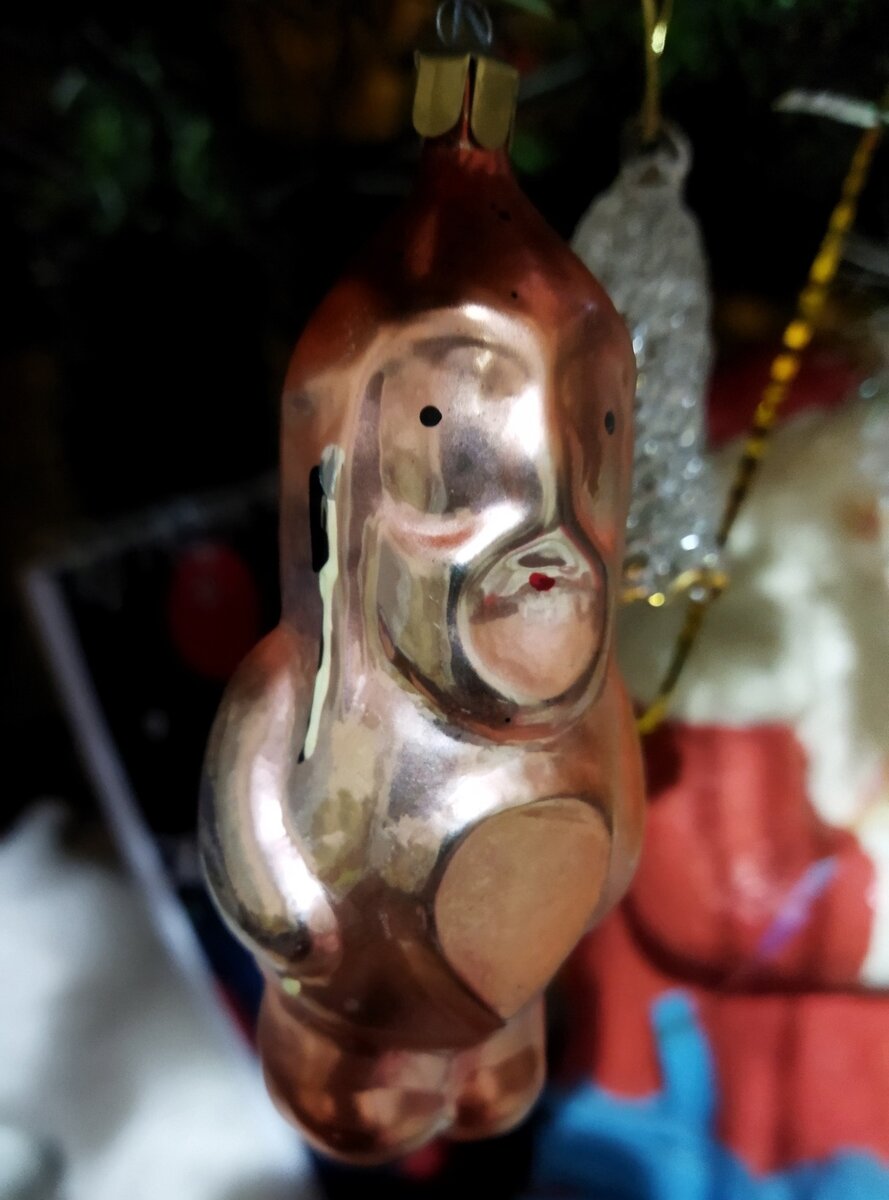 Ёлочное украшение, фигурка богатырь или витязь. СССР, стекло