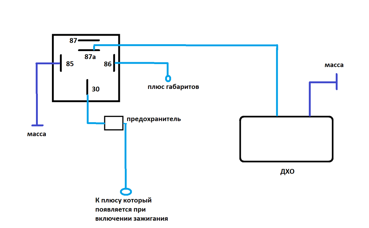 схема подключения дхо через 5 контактное реле от генератора ваз | Дзен