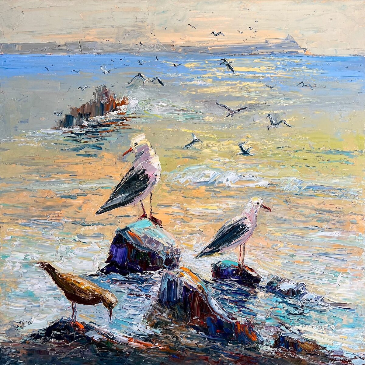 Прилив. Холст, масло 100*100 . Художник Евгения Полюдова. Петропавловск-Камчатский.






