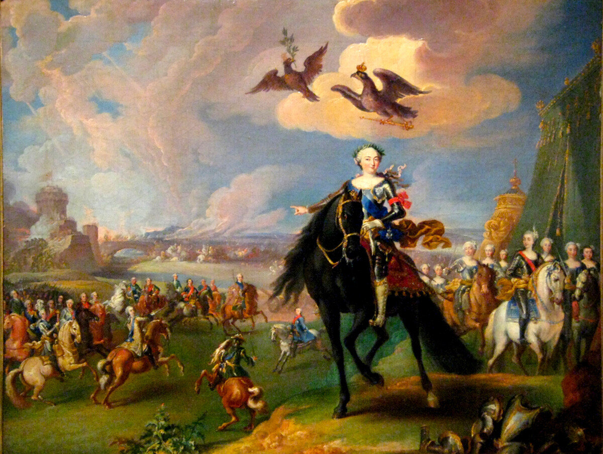 Георг Каспар Преннер. Конный портрет императрицы Елизаветы Петровны со свитой. Русский музей