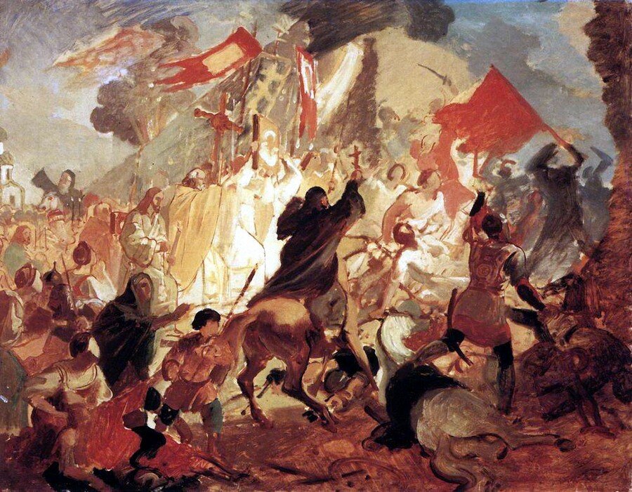 Карл Брюллов «Осада Пскова польским королем Стефаном» (1843)